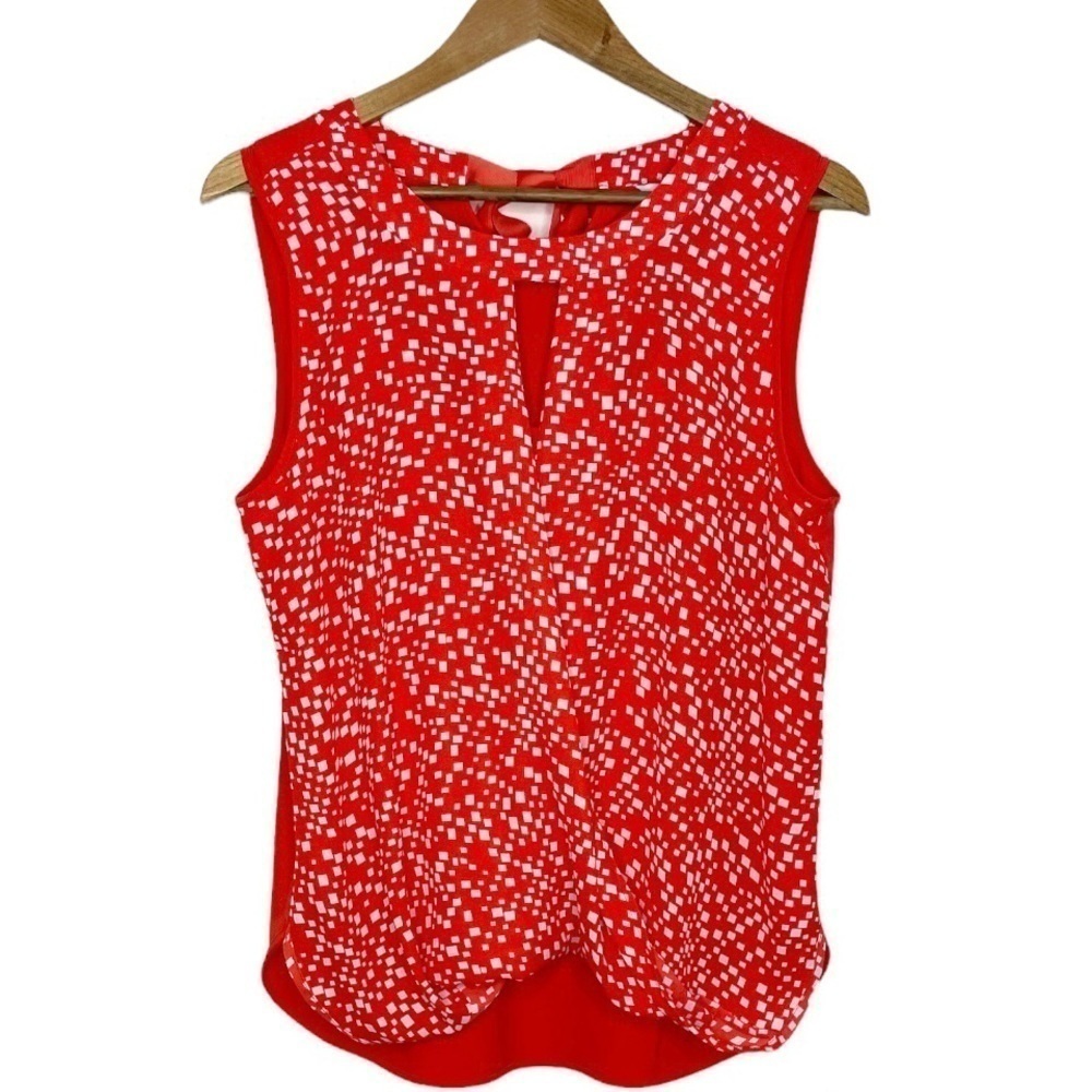 41 Hawthorn Stitch Fix Clearwater Mixed Material Blouse Orange-Red NWT